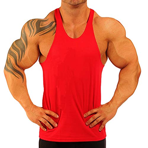 Men's Stringer Bodybuilding Gym Workout Tank Tops Y Back Cotton 2 cm Shoulder Strap