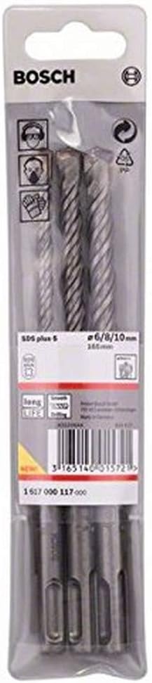 Bosch 1617000117 40337 x 165 mm SDS-Plus-5 Drill Bit Set (3-Piece), Silver, 10 x 115 mm