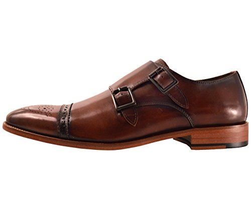 Asher Green Mens Dress Shoes, Genuine Calf Leather Cap Toe, Double Monk Strap
