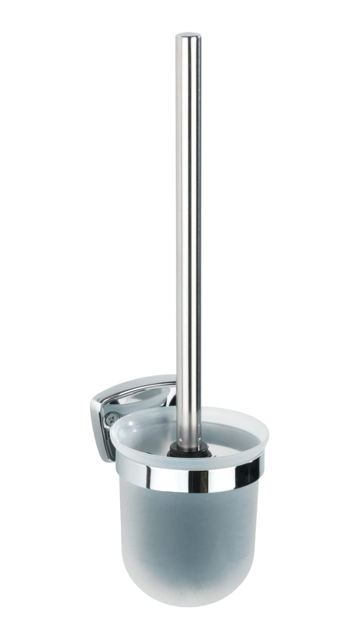 WENKO Basic Toilet Brush Set Rust-Proof Stainless Steel Shiny Silver 10 x 37 x 11.5 cm