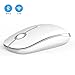 2.4GHz Wireless Bluetooth Mouse, Jelly Comb Dual Mode Slim Wireless Mouse with 2400 DPI Compatible for PC, Laptop, Mac, Android, Windows (White and Silver)