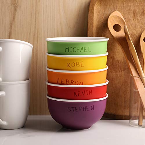 image for LIFVER Cereal Bowls, Set of 6 Porcelain Bowls for Soup, Salad, Rice, o