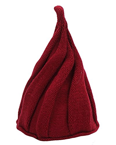 SportsWell Little Boys' and Girls' Cute Pointy Cotton Hat Winter Kids Knitted Cap Maroon