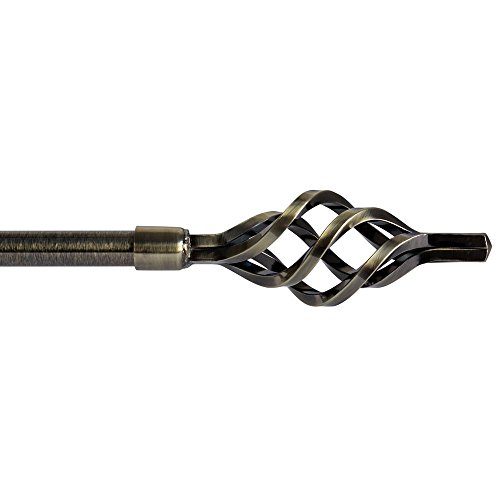 Ivilon Twisted Style Window Drapery Curtain Rod Set, 72 to 144 Inch - Antique Brass