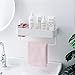 Bathroom Organizers Adhesive Shelf Storage with Towel Bar, Wall Mounted Floating Shelves Corner Suction, Shampoo Shower Caddy Rack, Pink