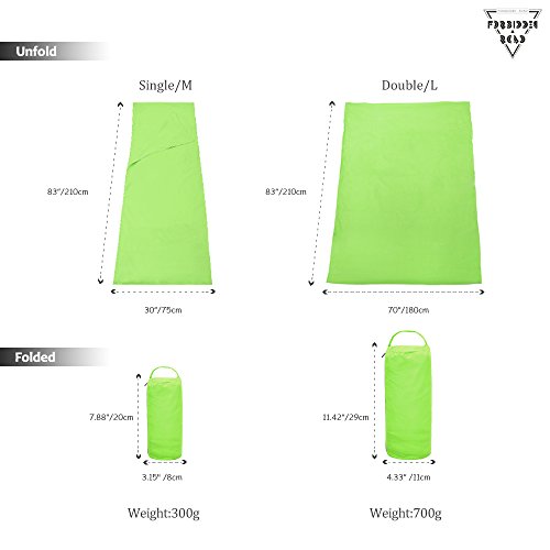 Forbidden Road Sleeping Bag Liner Sleep Sheet Sleep Sack Camping Travel Liner with Pillow Cover Cotton Soft Healthy Clean Extreme Roomy - 2 Sizes 4 Colors (Green, Medium) - Thumbnail 5