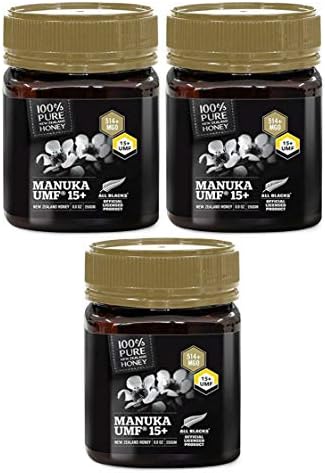 Pure New Zealand Certified UMF 15+ Manuka Honey (8.8 oz)- All Blacks Official Licensed Honey (3 Pack)
