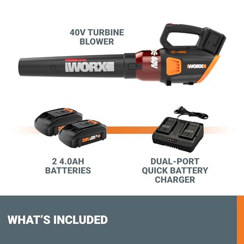 WORX 40V Turbine Leaf Blower Cordless with Battery and Charger