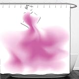 Beshowere Shower Curtain Fashion House Decor Futuristic Sketch of Wedding Dress with Steam Expansion Vogue Artprint Fuchsia