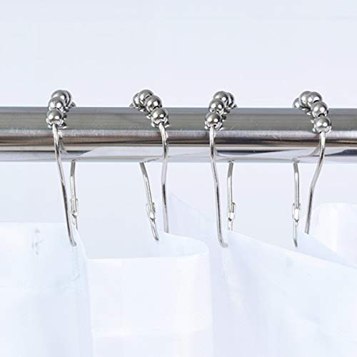Bamyko 12PCS Shower Curtain Hooks Rings, Shower Curtain Rings, Stainless Steel Metal Glide Shower Hooks Rings for Bathroom Shower Rods Curtains - Polished Chrome - Thumbnail 6