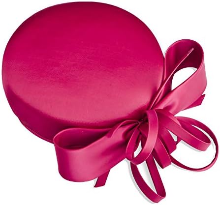 Janeo Kate Pillbox Fascinator Hat Headwear. Classic, Crisp and Clean Shape with Bows. Pearlised Satin Pill Box in 5 Versatile Colours: Duck Egg Blue, Off-White, Classic Red, Dusky Pink and Champagne