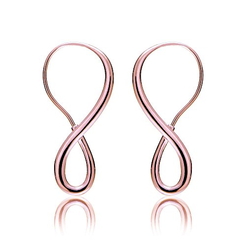 Hoops & Loops Rose Gold Flash Sterling Silver Infinity Polished Hook Endless Earrings