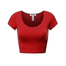 Basic Short Sleeve Crop Top BRIGHTRED M