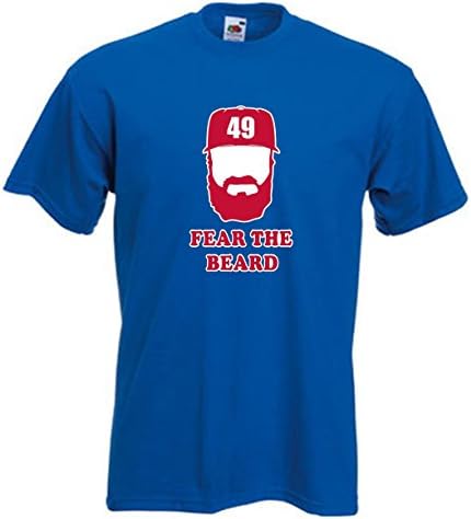 TeeCamp Arrieta Chicago "Fear the Beard" Baseball Fans. Men's T-Shirt ROYAL 4XL