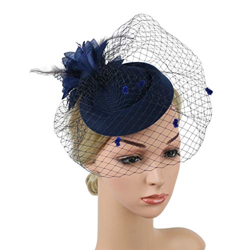 Transser Fascinators Hats Pillbox Hat Cocktail Tea Party Headwear with Veil for Girls and Women