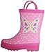 Puddle Play Kids Girls' Butterfly Polka-Dot Printed Waterproof Easy-On Rubber Rain Boots (Toddler/Little Kids) 
