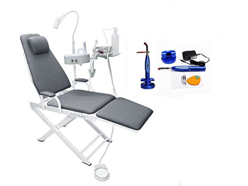 SoHome Gray Medical Portable Dental Folding Chair with Metal Unit 4 Holes+5W Big Power LED Lamp