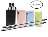 4 PACK - Collapsible Reusable Stainless Straw, Folding Drinking Straw Stainless Steel, Medical-Grade Food-Grade Drinking Straws, Portable with Hard Case Cleaning Brush