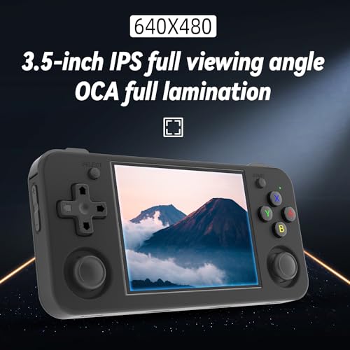 RG35XX H Retro Handheld Game Console with Linux System 3.5 inch IPS Screen and 64G TF Card Built-in 3300 mAh Battery Lasts up to 8 Hours Compatible with 5G WiFi and Bluetooth 4.2 Black