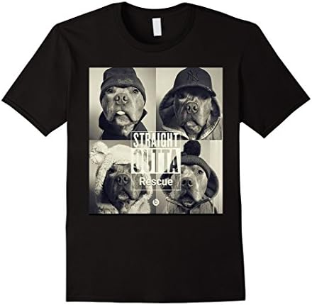 Mens Straight Outta Rescue T-Shirt - Pit Bull Dog Shirt Large Black