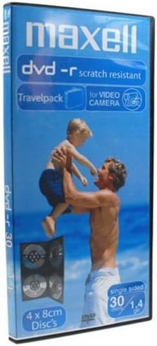 Maxell 8cm DVD-R Camcorder Mini Discs 4 Pack Travel Case 30 Min 1.4GB