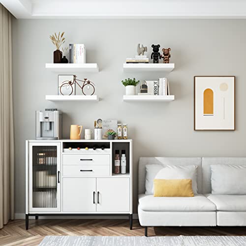 WELLAND 12" Deep White Floating Shelves, Wall Shelf Display Floating Shelf, 23.62" L x 11.81" D