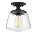 Trade Winds Lighting TW60044ORB 1-Light Transitional Schoolhouse Semi-Flush Mount Pendant Ceiling Light, 100 Watts, in Oil Rubbed Bronze