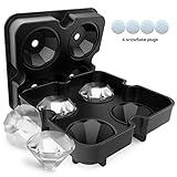 Big Size Diamond Ice Cube Tray with Lid,Spespo Silicone Ice Cube Moulds Maker,Makes 1.97x1.77 inch Diamond,Freezer Tray for Gin Glasses, Whiskey, Scotch, Cocktail and Liqueur Glasses (1set)