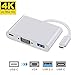 USB Type C to VGA Adapter Tuwejia Multiport USB3.0 Hub Type-C Female with Charging&Video Converter for Apple MacBook,ChromeBook Pixel Projector TV and More Type-C Devices