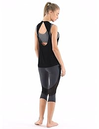 Fihapyli - Camisas de yoga sin mangas con espalda abierta para mujer