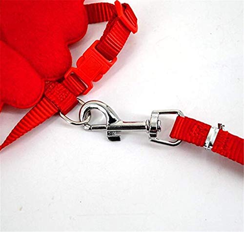 Tmrow Pet Cat Dog Bunny Harness with Leash Adjustable Lovely Angel Wings Traction Rope,Red,S