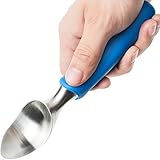 SUMO No-Thaw Hard Ice Cream Scoop • Solid Stainless Steel • Non-slip Rubber Grip • Dishwasher Safe • [Blue]