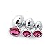 Skyvan 3PCS Steel Jeweled Sexy Stimulation Anal Butt Plugs Toys for Adult (Rose red)