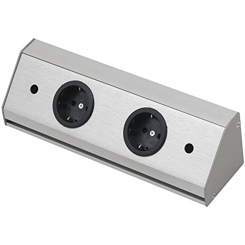 WIPO 13940412200 Steckdosenleiste Corner Compact 230 V, max.3500 Watt, L 410 mm, Edelstahl Effekt
