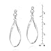 Handcrafted Open Teardrop Twist .925 Sterling Silver Post Dangle Earrings