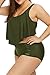 Sovoyant Women's Plus Size Ruffles High Waisted Swimsuit Bikini Sets Bathing Suit Army Green XL