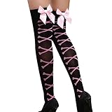 Voberry Sexy Womens Girls Mesh Bow Thigh High Stockings