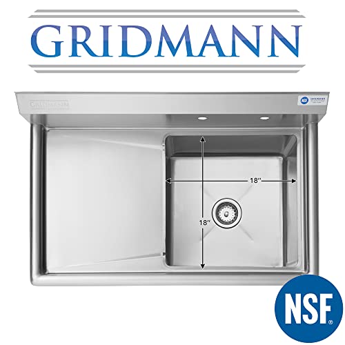 GRIDMANN Stainless Steel 1 Compartment Utility Sink with Left