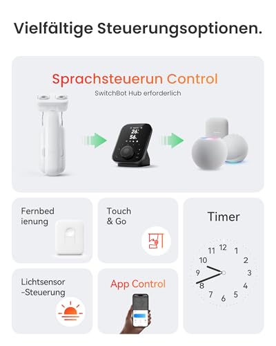SwitchBot Smart Automatischer Vorhangöffner - Bluetooth Fernbedienung mit App/Timer, Aufgerüsteter Hochleistungsmotor, Kompatibel mit Matter/HomeKit (SwitchBot Hub 2 erforderlich) (Curtain 3, Rod)