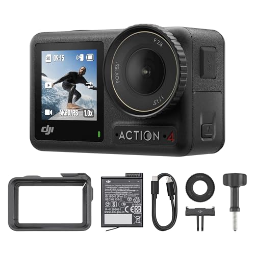 Osmo Action 4 Combo Essenziale - Action cam impermeabile 4K/120fps con sensore 1/1.3”, macchina fotografica subacquea,incredibili immagini con scarsa illuminazione,prestazioni cromatiche a 10 bit