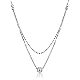 Vanbelle Sterling Silver - Rhodium Plated with 925 Stamp - Double-Layered Beaded Choker Necklace - Elegant Handcrafted for Women - 14" Long + 2" Extender