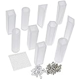 OPount 10 Styles DIY Resin Silicone Mold with 3 Styles 100 Pieces Screw Eye Pins Set for Making Jewelry Necklace Pendant Charm Tools Accessories
