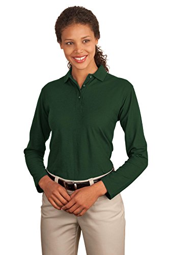 Port Authority Women's Long Sleeve Silk Touch Polo XXL Dark Green