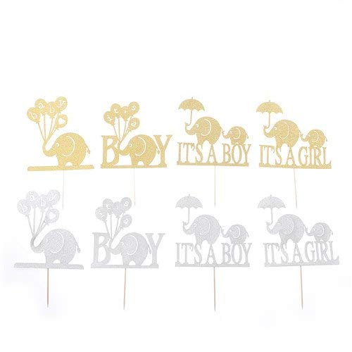 Cake Decorating Supplies - Elephant Its A Boy Girl Cake Per Baby Shower Party Decorations Favors Baptism Glitter Paper - Carrier Kit-baking Cake Pans Rotating Figurines Dust Russian Paste Bags M