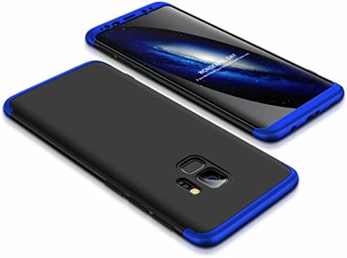 DECHYI Samsung Galaxy S9 Plus case 360 degree Blue BlackProtection Matte Ultra Slim Cover PC Hard Case Body Protection Scratchproof Cover 360 degree Full Cover 3 in 1 Blue+Black