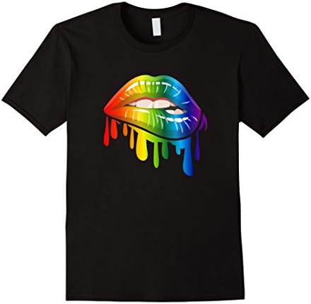 Men's Lgbt Gay Homosexual Lesbian Rainbow Lips Pride T-Shirt Small Black