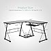 mecor L Shaped Tempered Glass Computer Desk W/Keyboard Tray & CPU Stand-Corner Laptop PC Table Workstation Home Office Furniture, Black