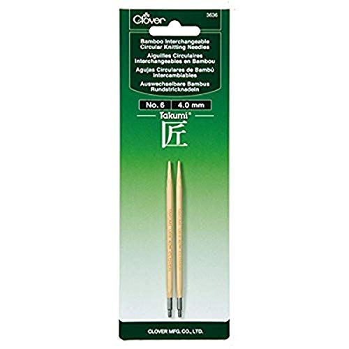 Clover Takumi Bamboo Interchangeable Circular Knitting Needles-Size 6/4mm, Other, Multicoloured, 3.27 x 8.98 x 22.95 cm