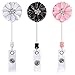 Soleebee 24'' Retractable Badge Reels, Camellia Nurse ID Badge Holder with Belt Clip 3 Pack - Crystal