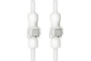 BBTUS 2Pcs 1/8" 3/16" 1/4" 1/8" 90 Degree Elbow Plastic Tube in-line Hose Quick Connector Disconnect Barb insert Fittings Shut-Off Valved in Quick Release Coupling (2 Male+ 2 Female) (3/16")